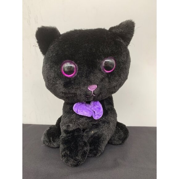 Kellytoy Other - Kellytoy 2017 12” Cat Plush Black Halloween Purple Bow Plastic Eyes Scuffed